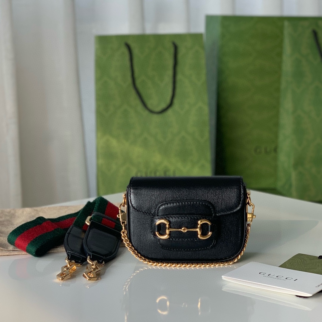 TOP GUCCI Horsebit 1955 Bag 12x9x4cm - Black