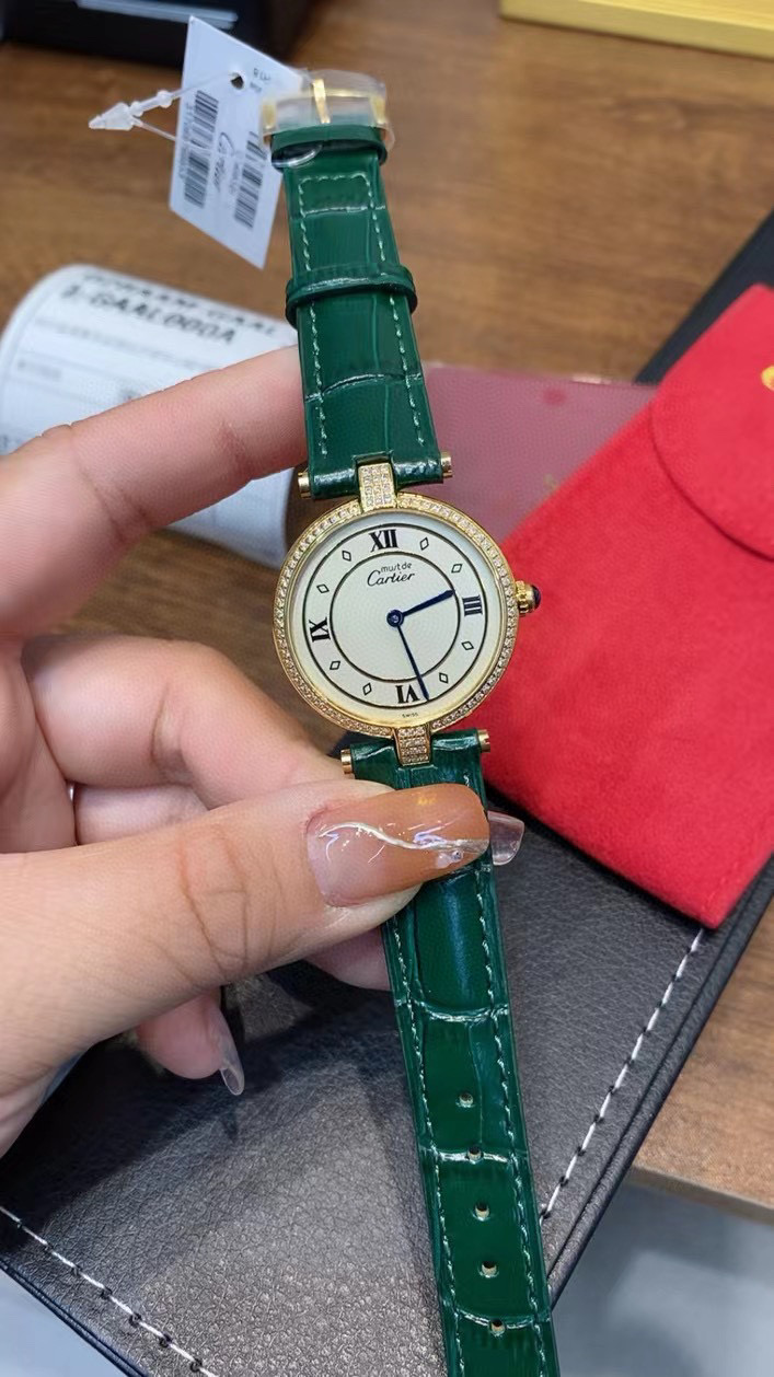 TOP Cartier Retro Leather Watch 30mm - Green