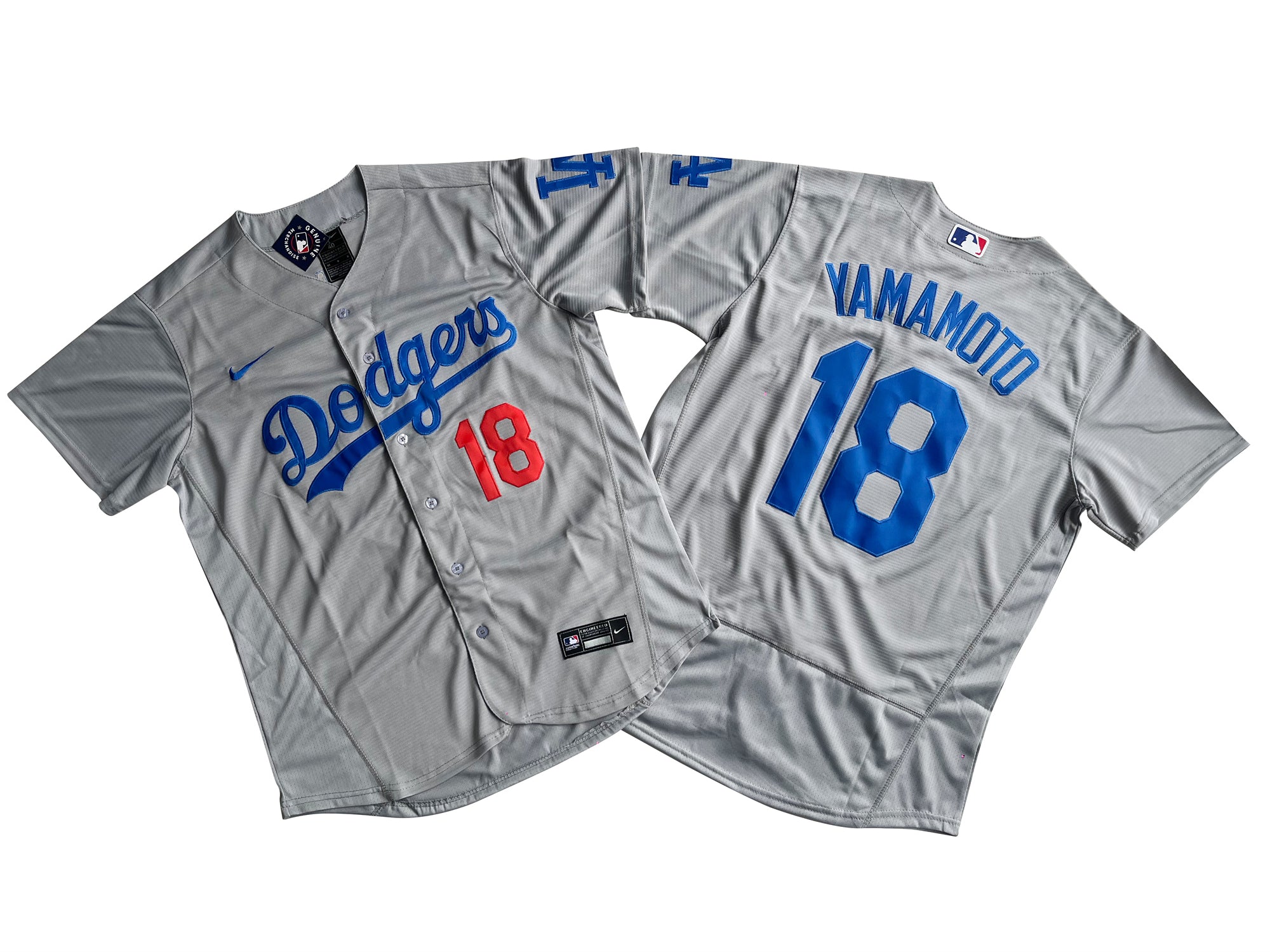 Los Angeles Dodgers #18 Yoshinobu Yamamoto Flexbase Royal Grey Jersey