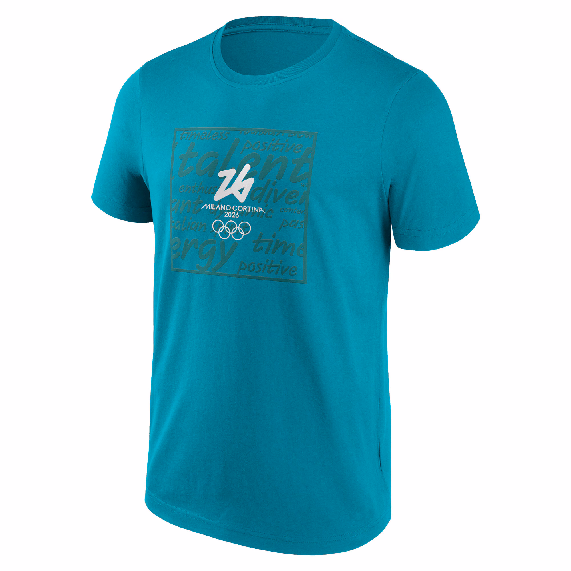 Milano Cortina 2026 Olympics Values Outline Box Graphic T-Shirt - Blue