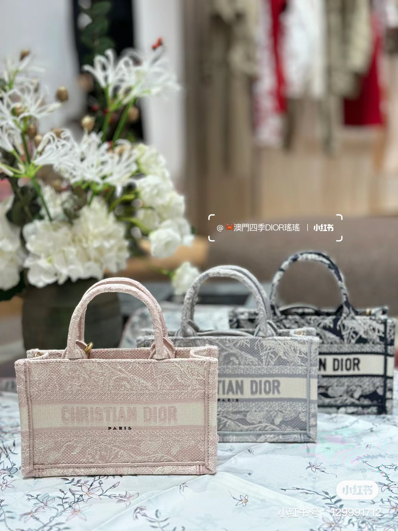 TOP Christian Dior Mini Embroidered Book Tote Handbags - 3 Colors