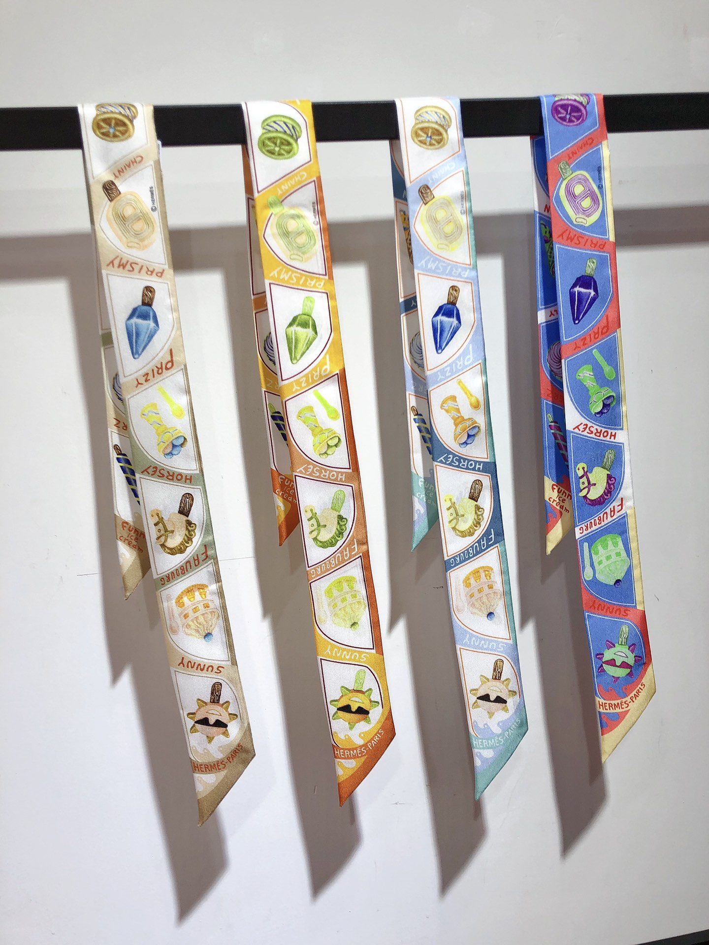 TOP HERMES Funny Ice Cream Twilly scarf 5x86cm - 4 Color