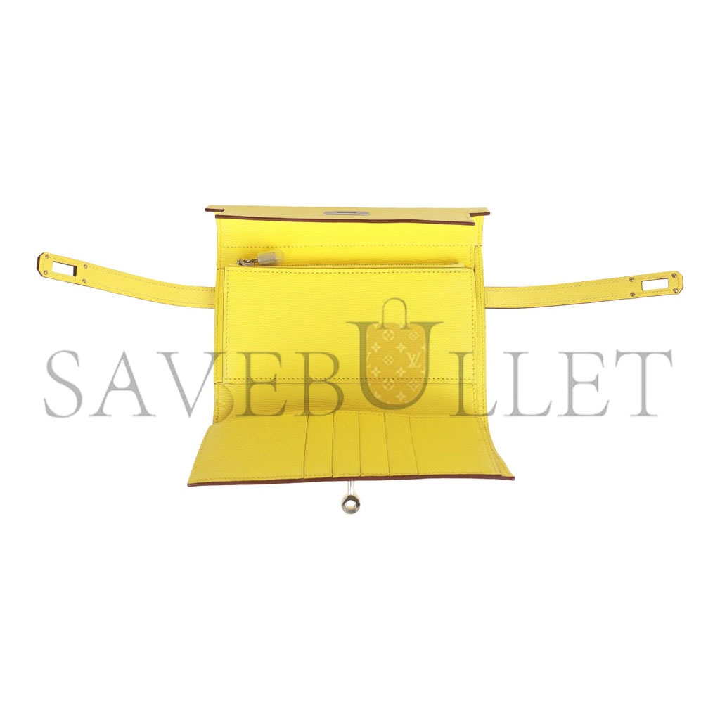 HERMES MASTER KELLY DEPLIANT WALLET OSTRICH PALLADIUM HARDWARE (15*10*3cm)