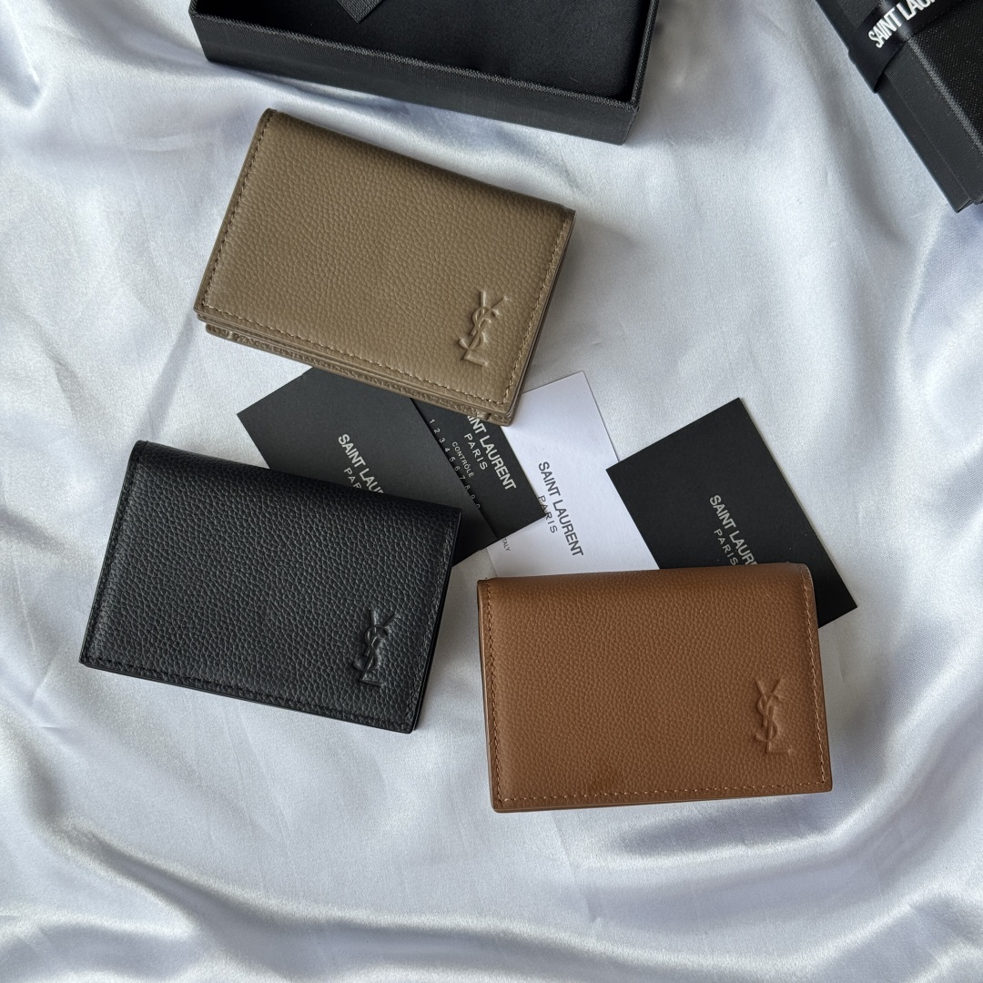 TOP Yves Saint Laurent YSL Card Holder Calfskin 7.5x11x1cm - 3 Color