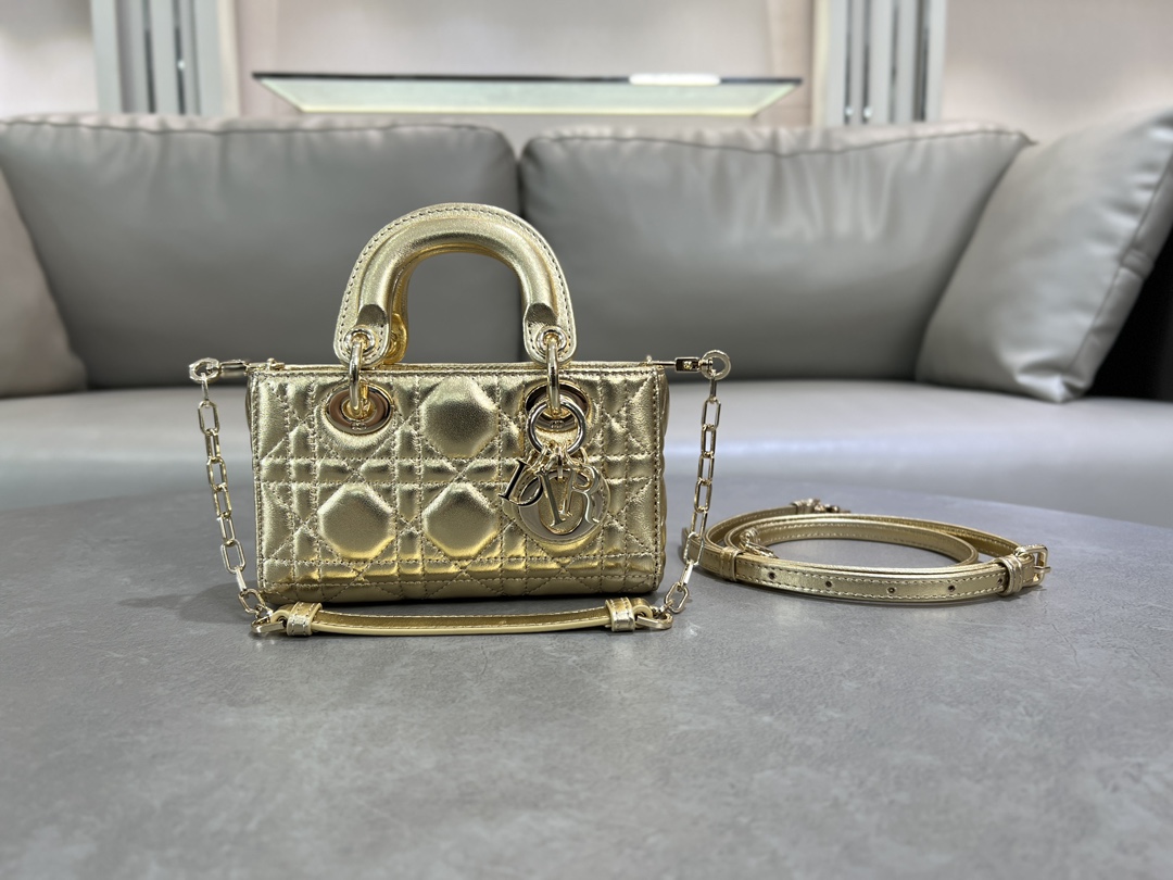 TOP Christian Dior Lady D-Joy Bag lambskin 16cm/22.5cm/26cm - Gold