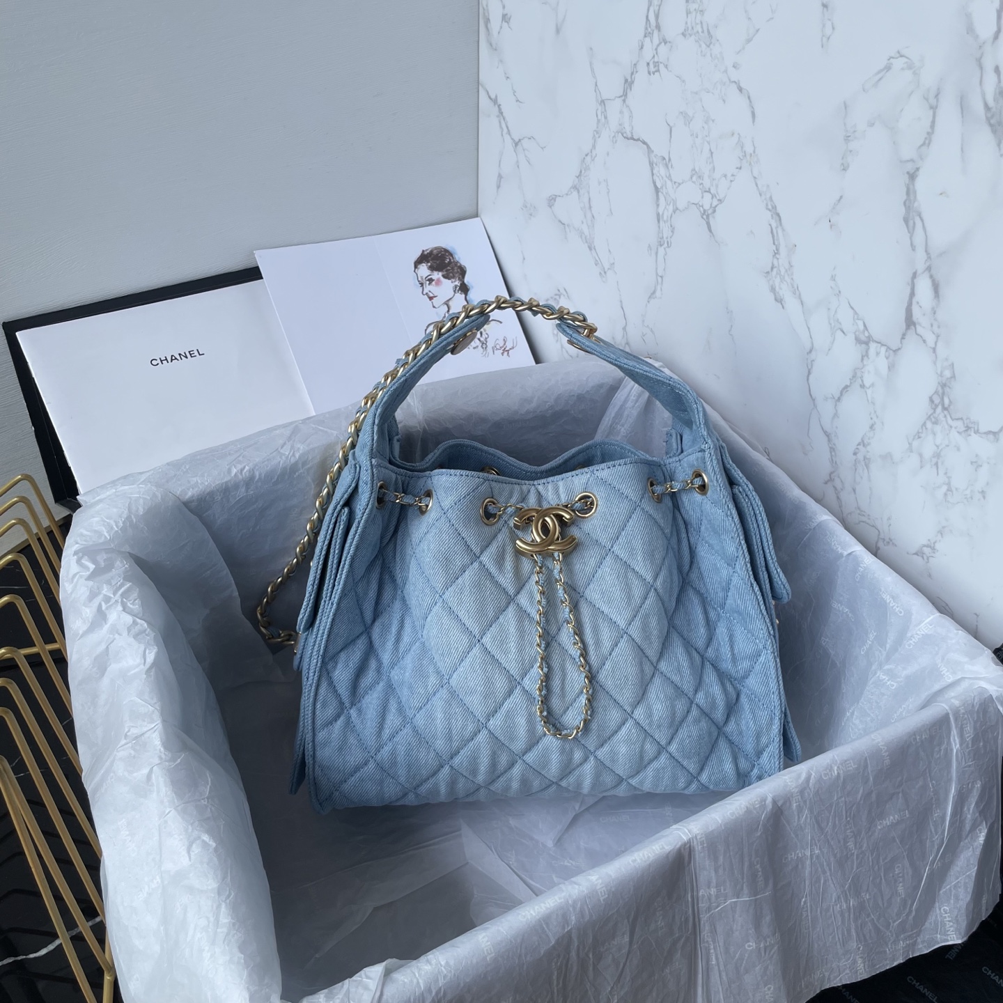 TOP CHANEL Hobo Shopping Bag Cowboy 30*26*14cm/40*30*15cm - 2 Color