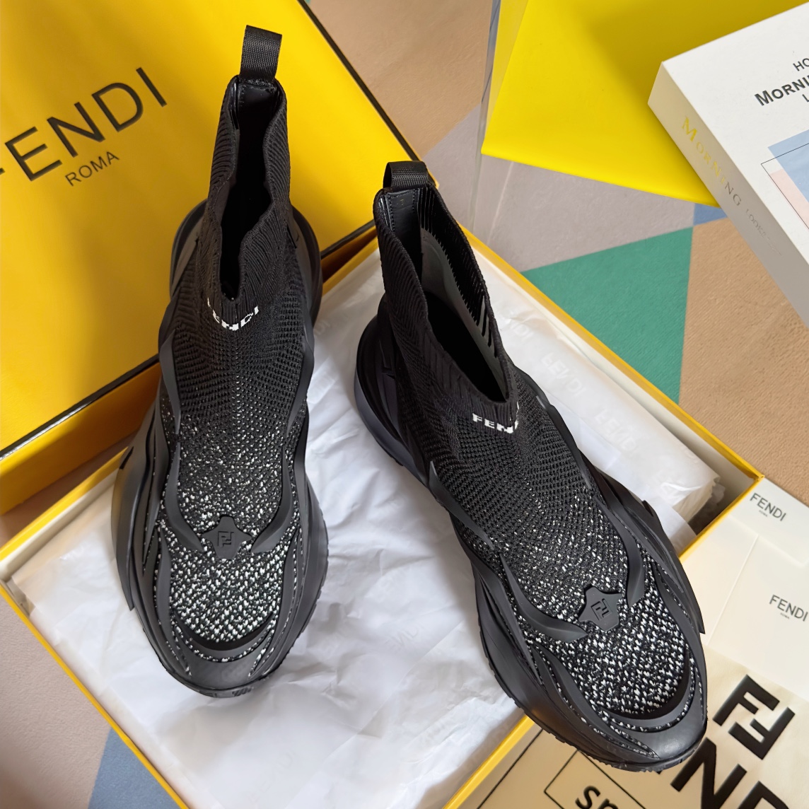 TOP FENDI FENDI Jacquard - Knit Couple Trainers - 4.5cm