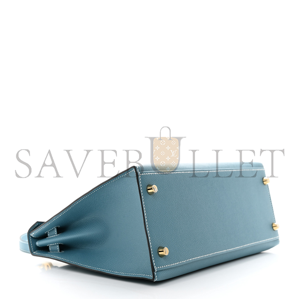 HERMÈS EPSOM KELLY SELLIER 28 NEW BLUE JEAN (28*22*10cm)