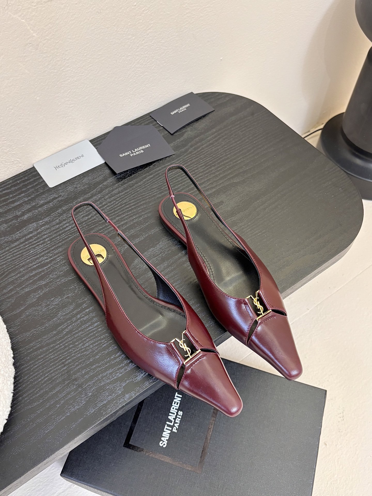 TOP Yves Saint Laurent YSL Cow Leather/Silk Flats Mules - 4 Colors
