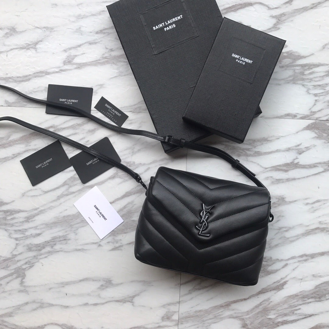 TOP Yves Saint Laurent YSL Loulou Toy Bag 20×7×15cm - All Black