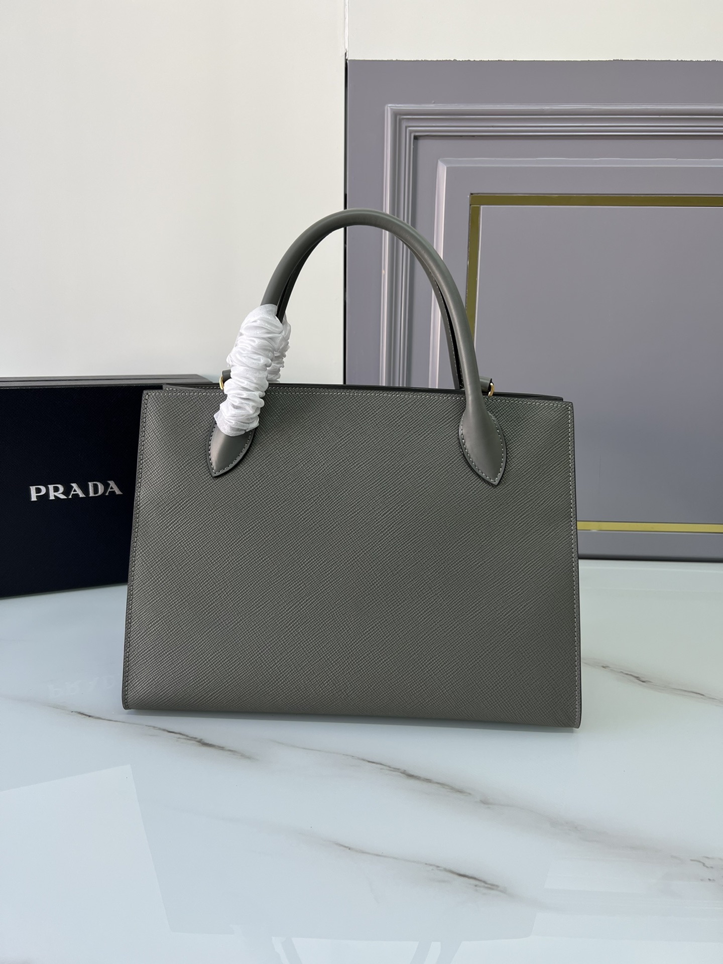 TOP PRADA Galleria Saffiano Leather Bag 24× 32 ×13cm - Grey