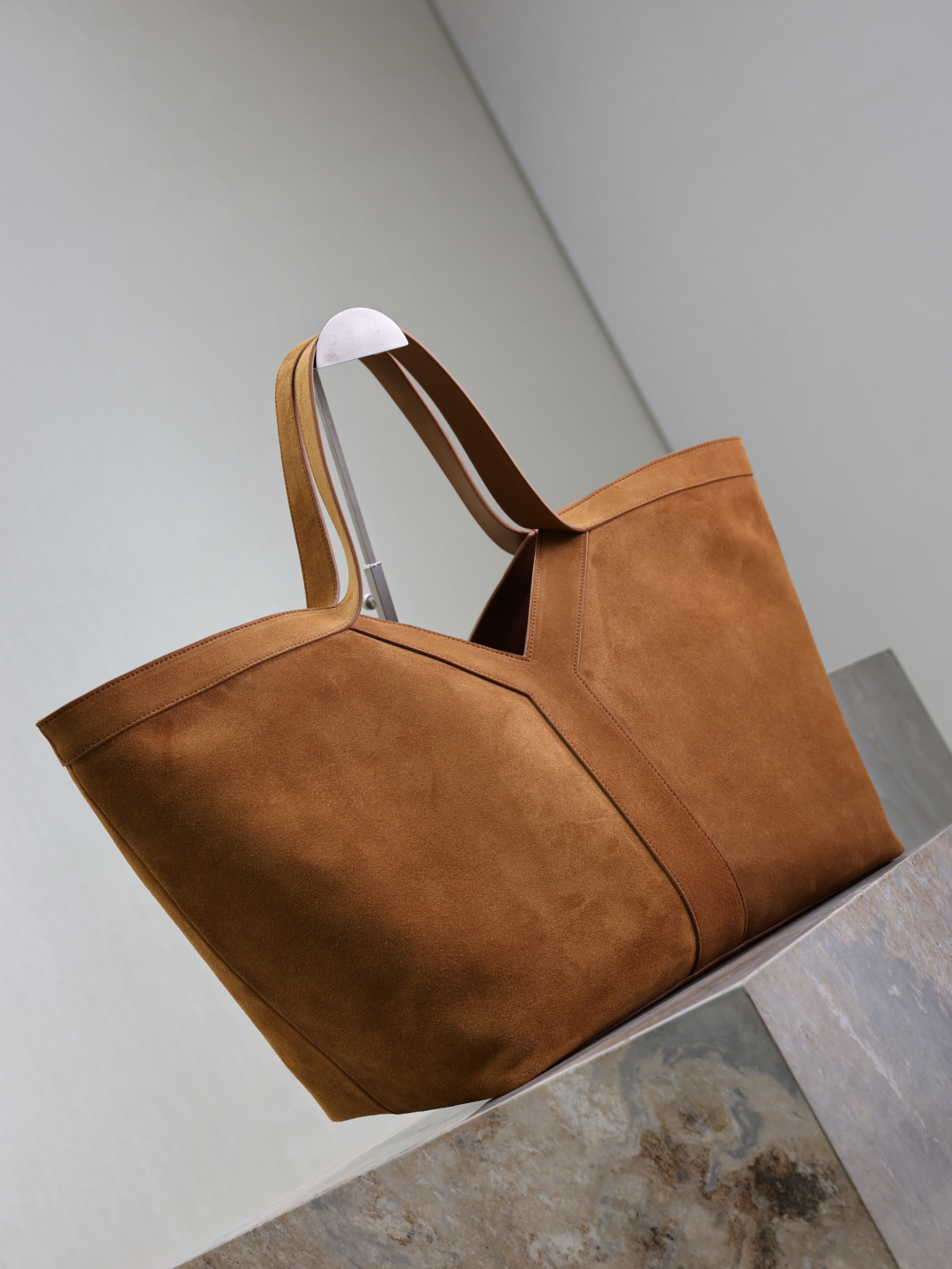 TOP Yves Saint Laurent YSL Shopping Bag Suede With Cowhide 38-50×33×16cm - Brown