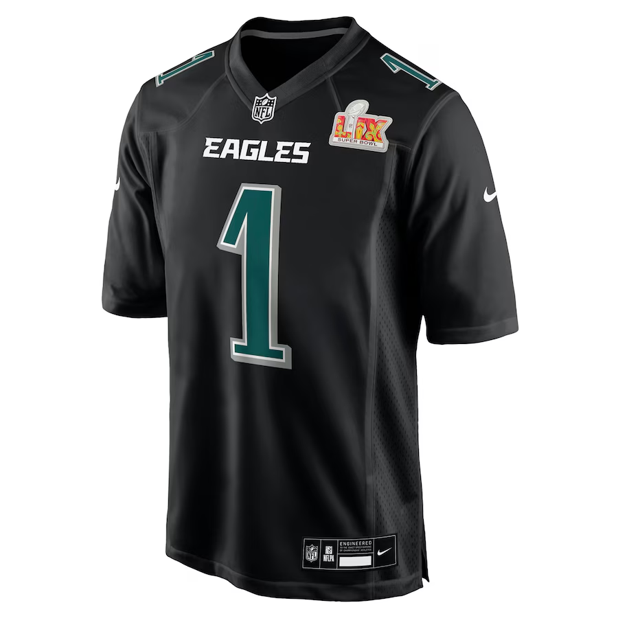 Philadelphia Eagles Jalen Hurts Carbon Black Super Bowl LIX Fashion Game Jersey
