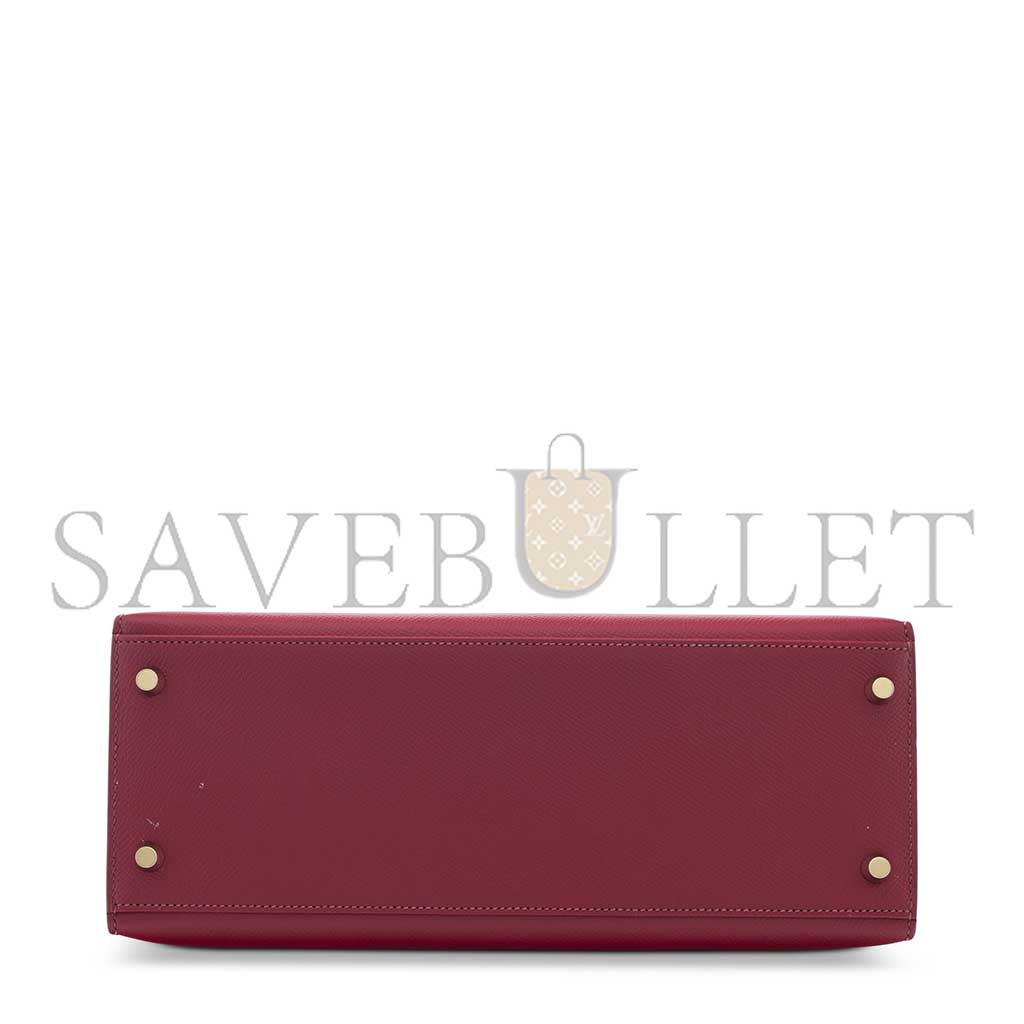 HERMÈS A ROUGE GARANCE EPSOM LEATHER SELLIER KELLY 28 WITH GOLD HARDWARE (28*22*10cm)