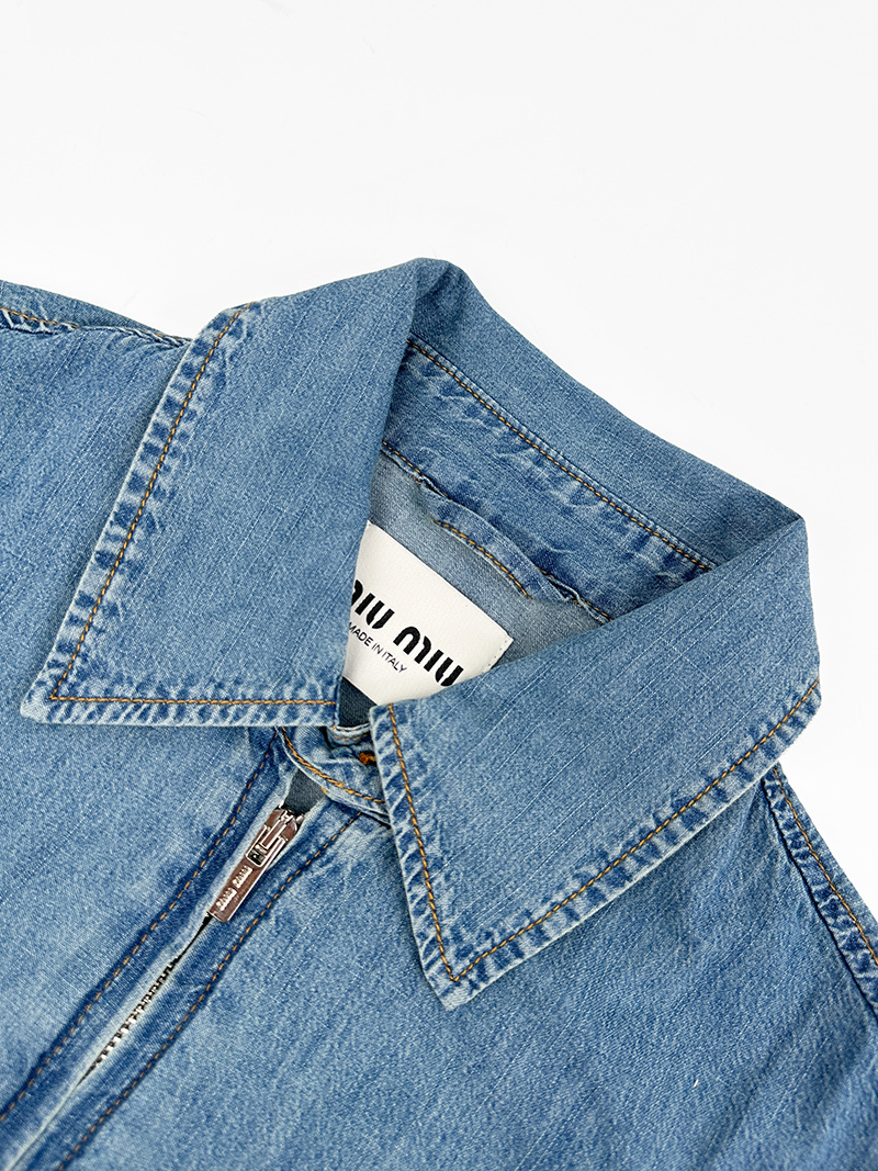 MiuMiu 刺绣徽标牛仔夹克