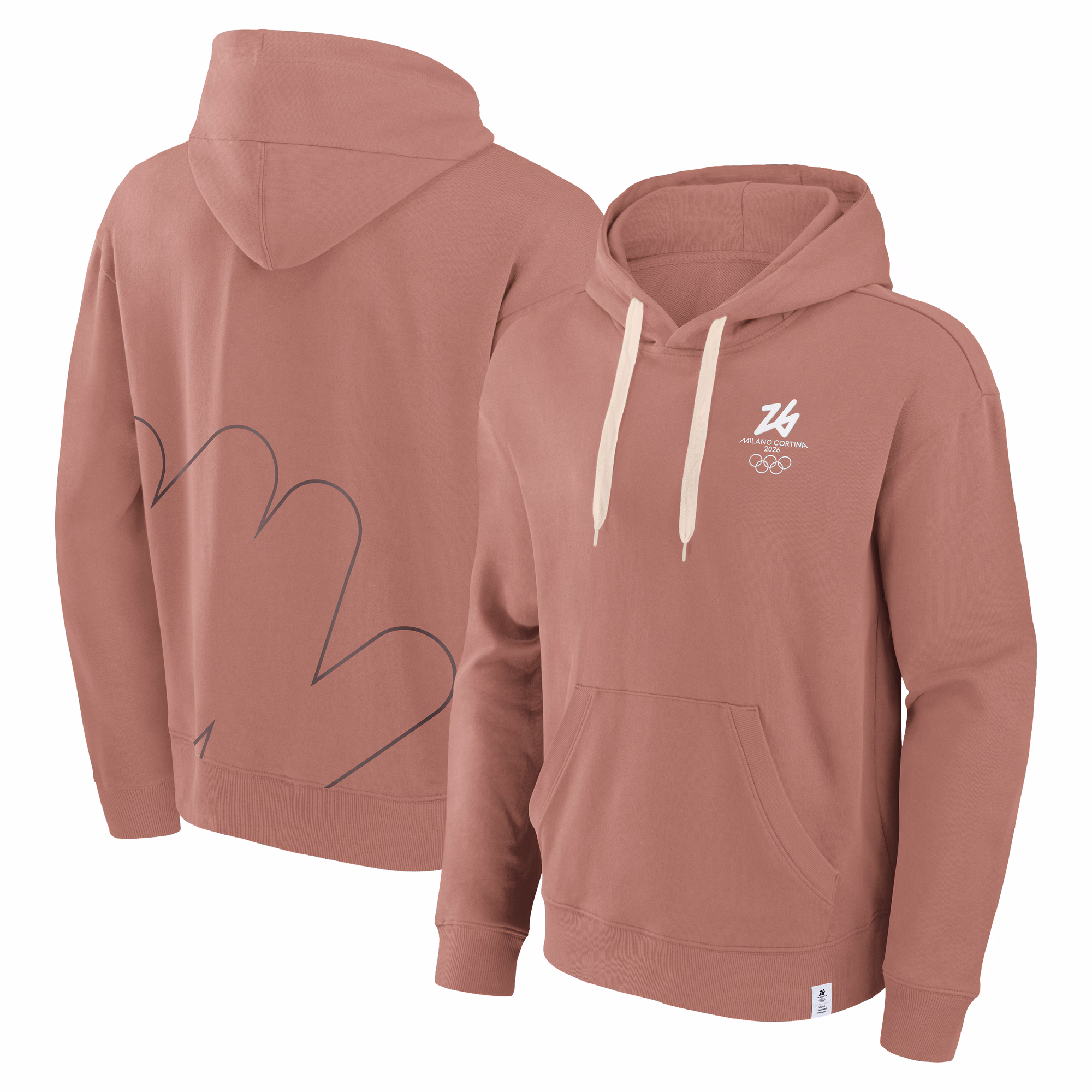 Milano Cortina 2026 Olympics Street Overhead Hoodie - Dusty Pink