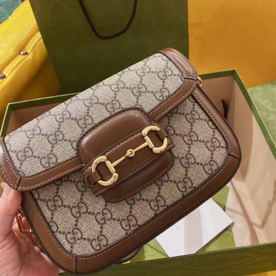 TOP GUCCI G*G Horsebit Mini/Medium Bag 20x15x5cm/25x18x8cm - Brown