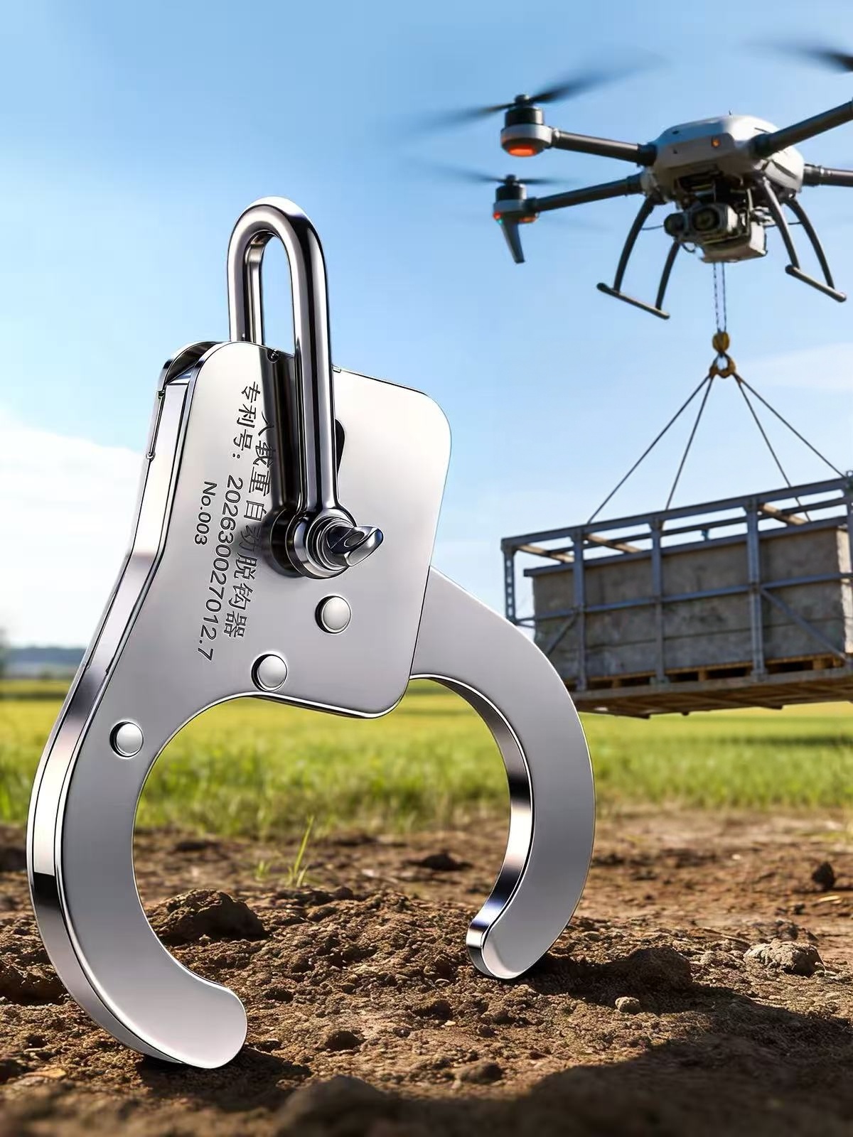 Automatic Release Hook Heavy Duty Lifting Unhooking Device Stainless Steel Drone Cargo Hook for Agricultural Transport and Delivery