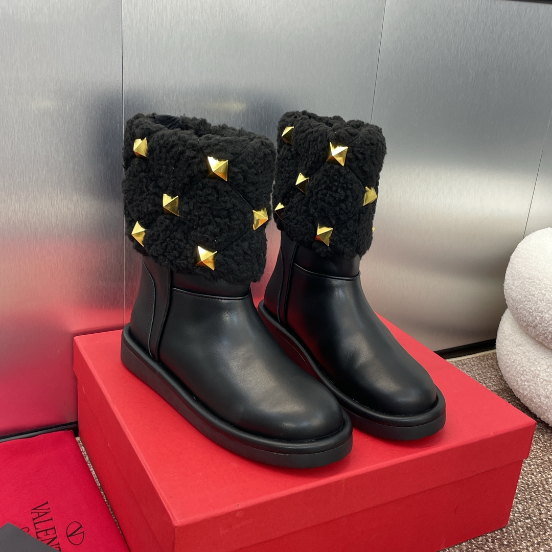 TOP VALENTINO Rivet Lambswool Snow Boots - 3cm - 3 Colors