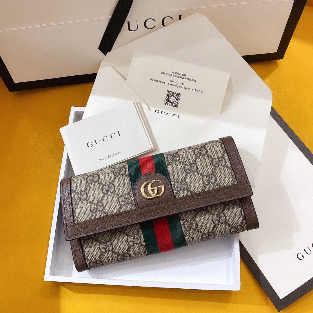 TOP GUCCI Supreme Long Folding Wallet