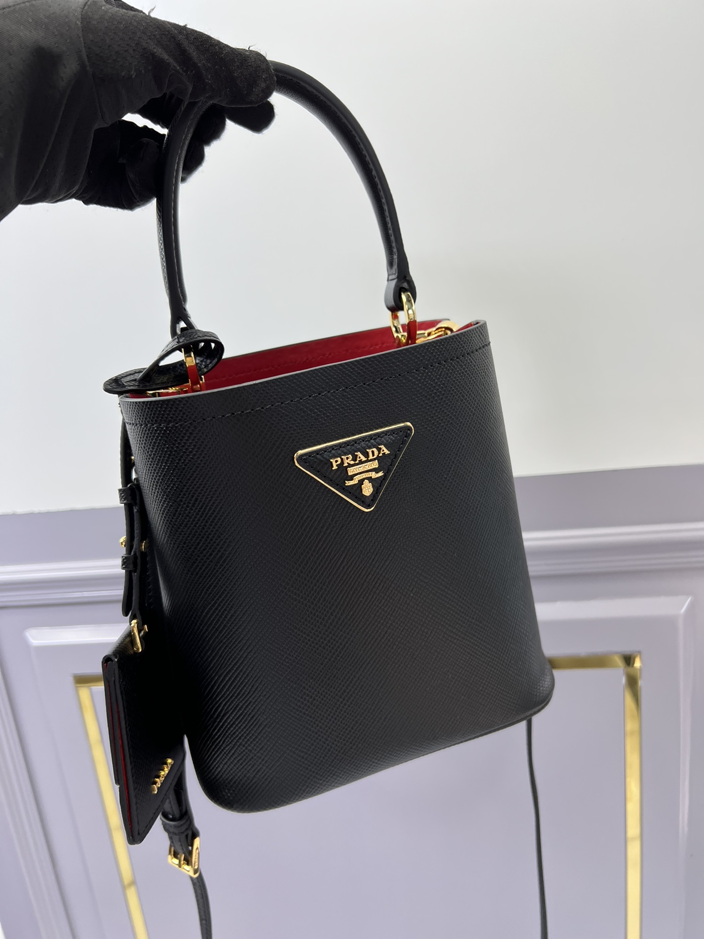 TOP PRADA Bucket Bag Saffiano Cowhide 18x17x10.5cm - 9 Color