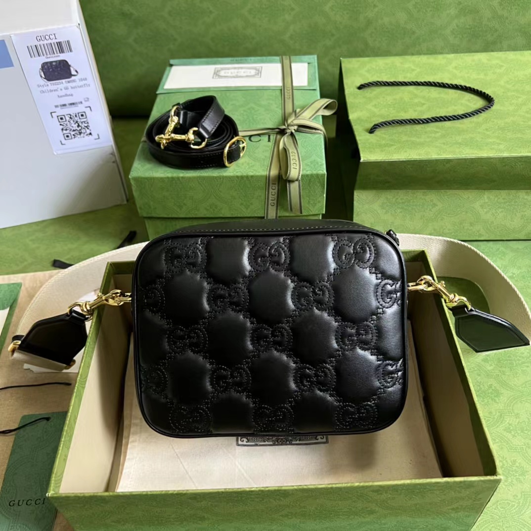TOP GUCCI G*G Matelasse Handbag 21.5x 17x 7.5 cm - Black