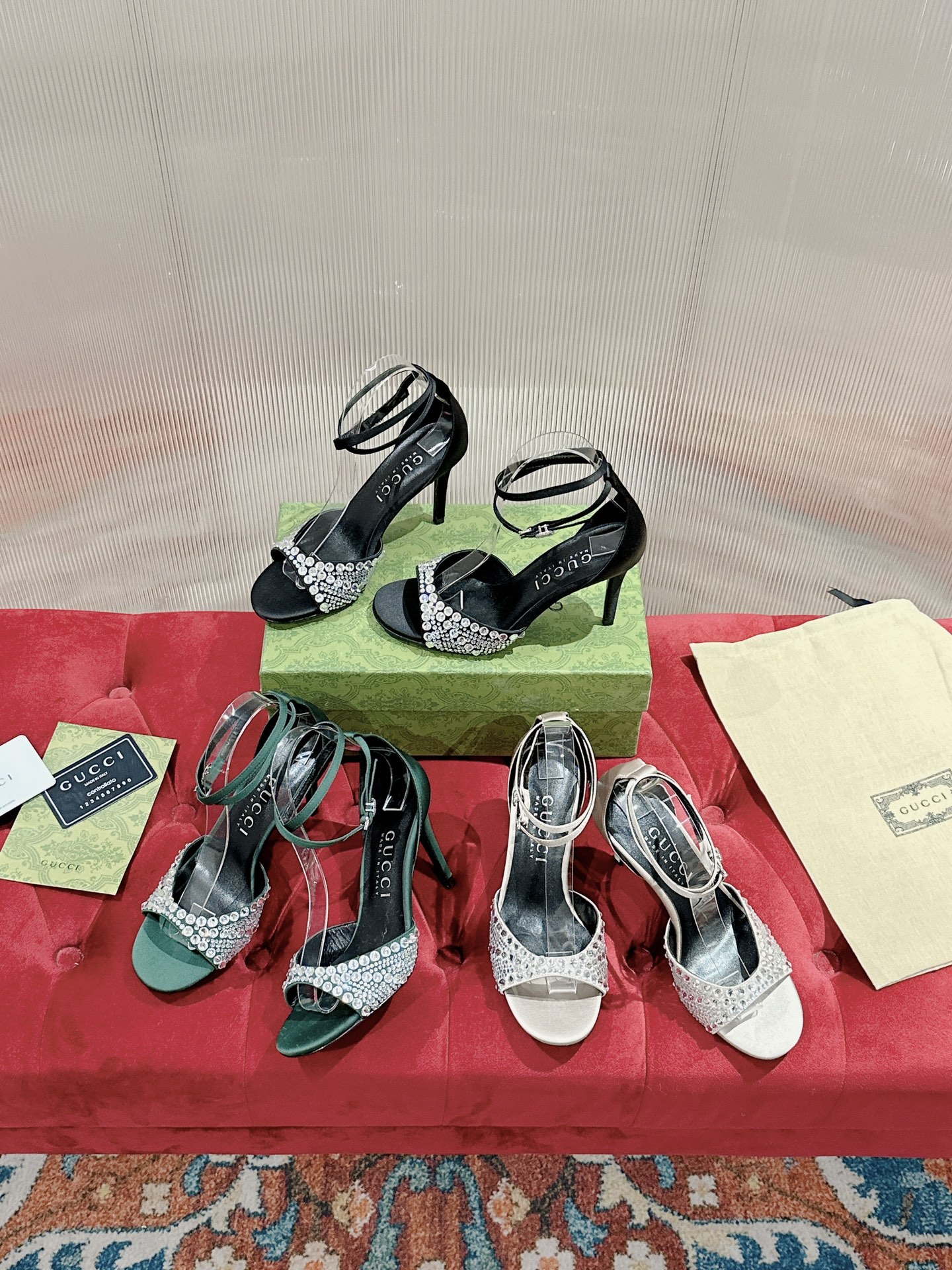 TOP GUCCI GG Crystal Buckle Stiletto Pumps - 3 Color