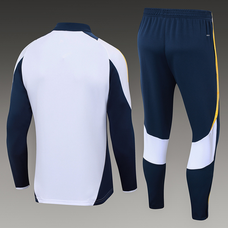 2024-25 Real Madrid White Football Half Pull Training Suit
