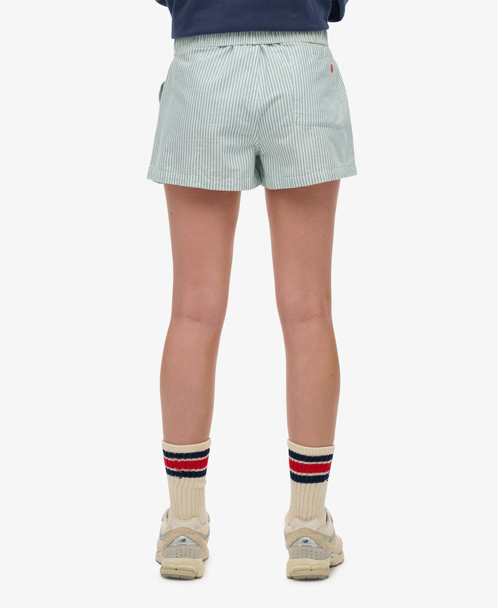 Cotton Stripe Elastic Short | Peppermint Chalk Stripe