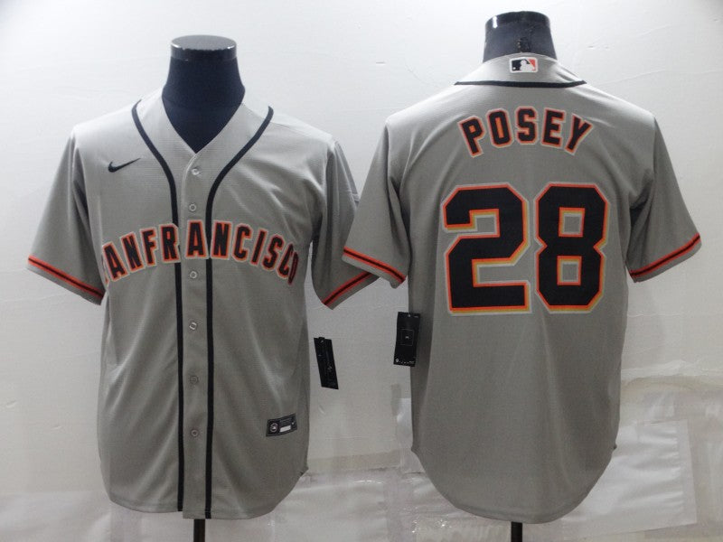 Men's San Francisco Giants Buster Posey #28 Gray Replica Baseball Jersey