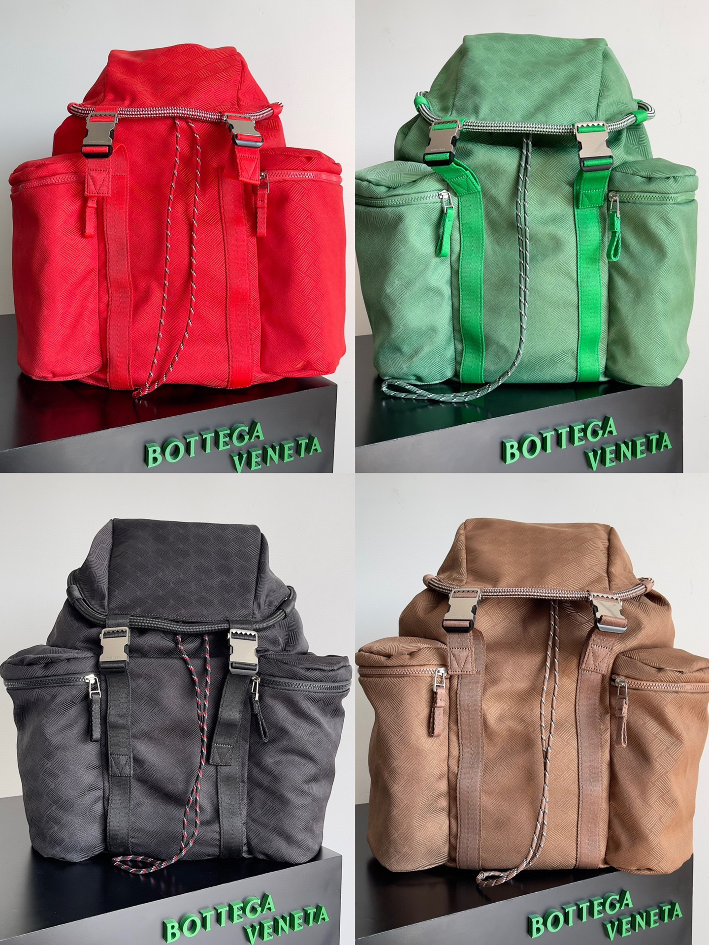 TOP Bottega Veneta BV Alto Jacquard Backpack Bag Nylon 42x33x14.5cm - 4 Color