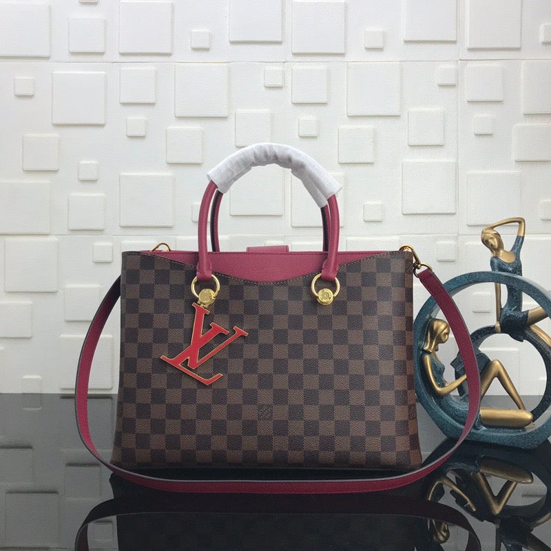 TOP Louis Vuitton LV  Damier Ebene Riverside 36 x 25.1  x 14.9 cm- Red