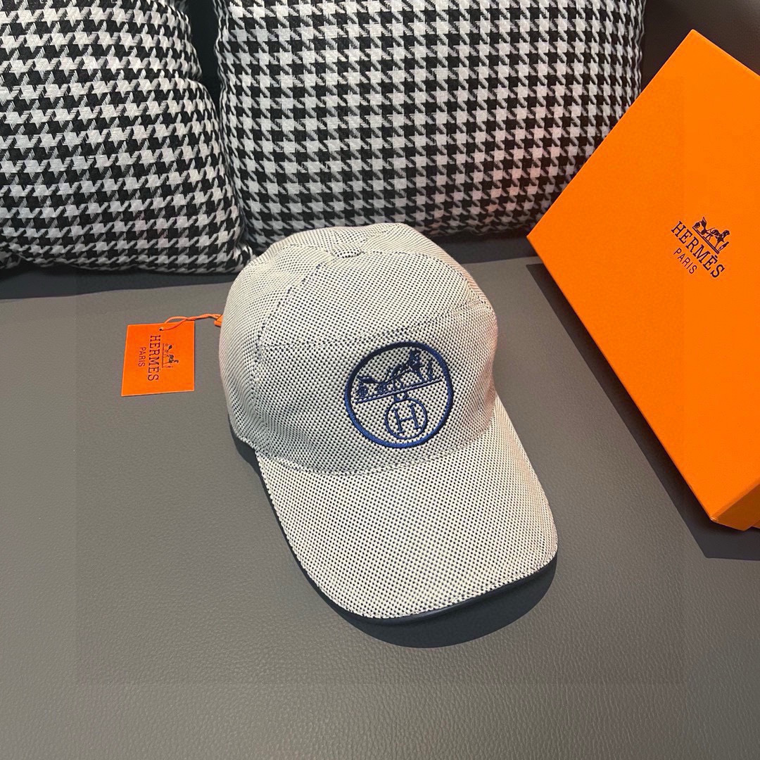 TOP HERMES Baseball Hat - White and Blue