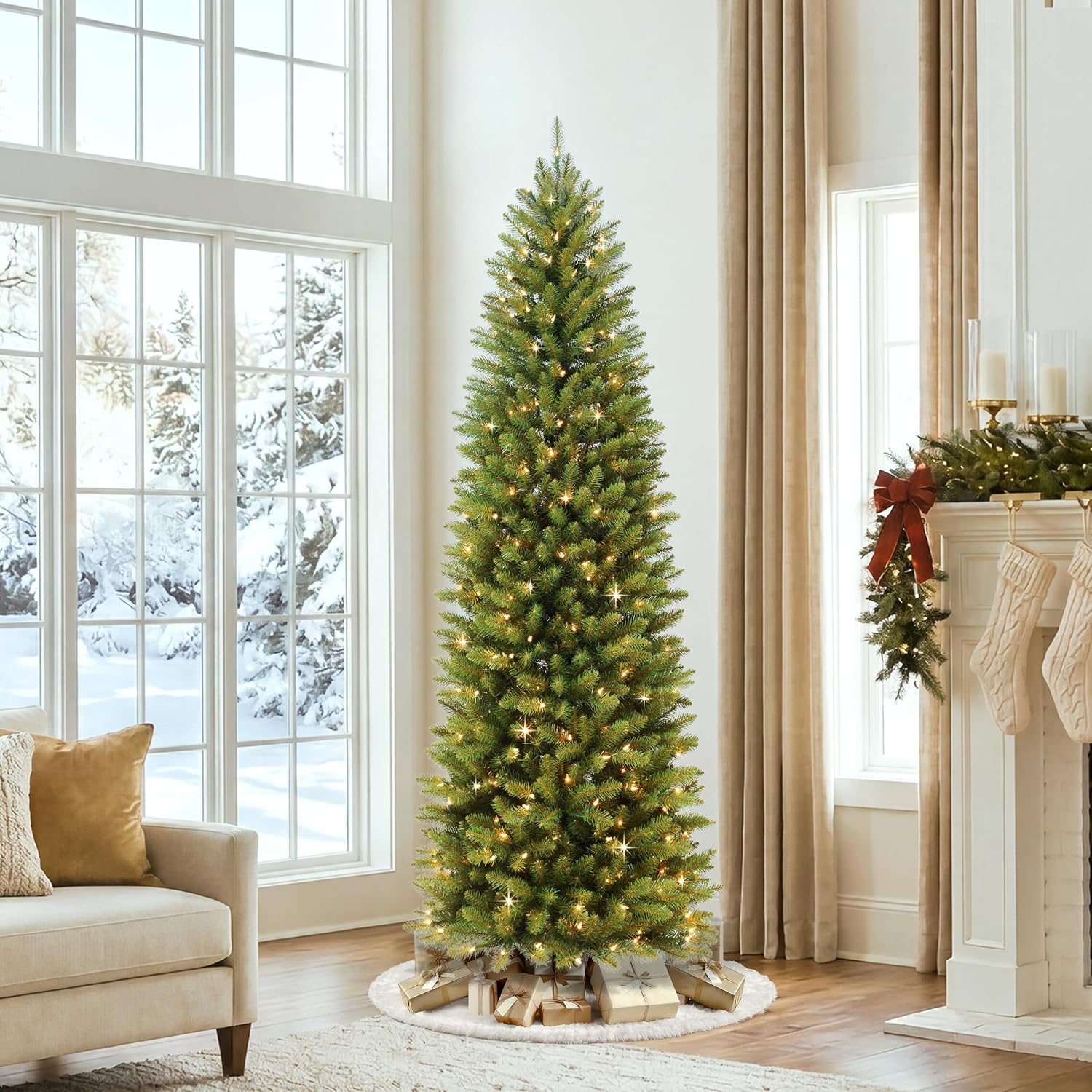 Puleo International Pre-Lit Fraser Fir Pencil Christmas Tree