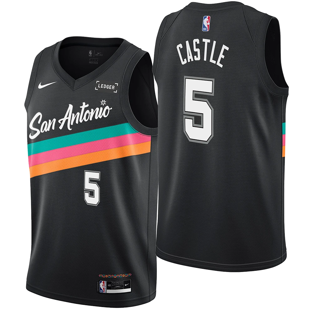 San Antonio Spurs Men's 2025-2026 City Edition #5 Stephon Castle Swingman Jersey - Black