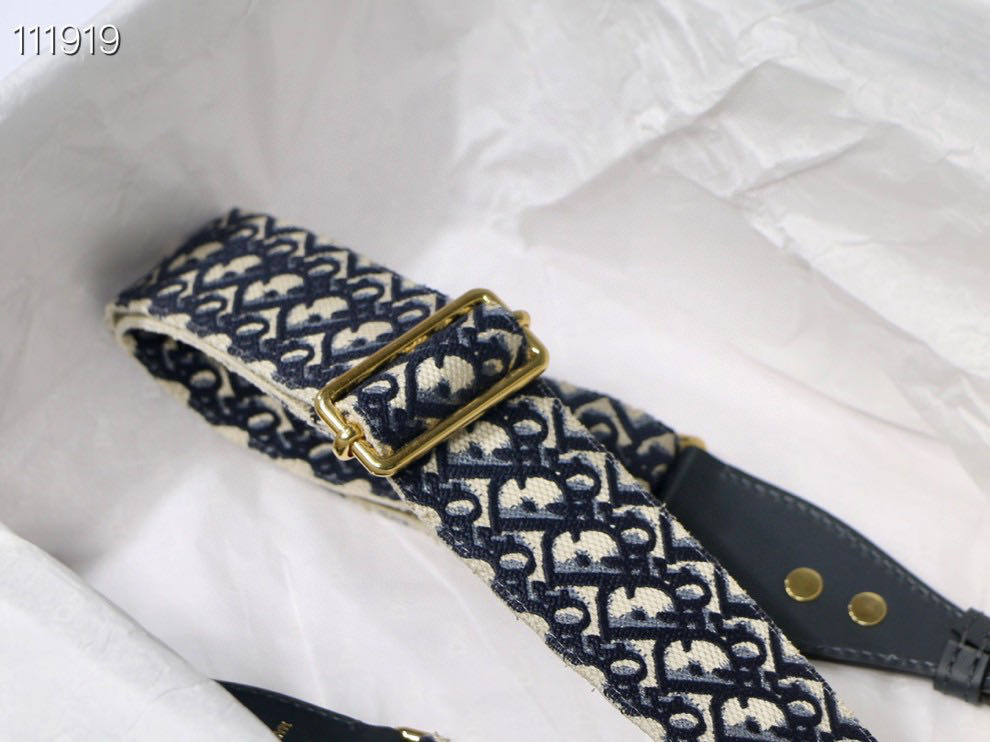 TOP Christian Dior Roman Shoulder Strap Oblique Embroidery And Dark Blue Calfskin
