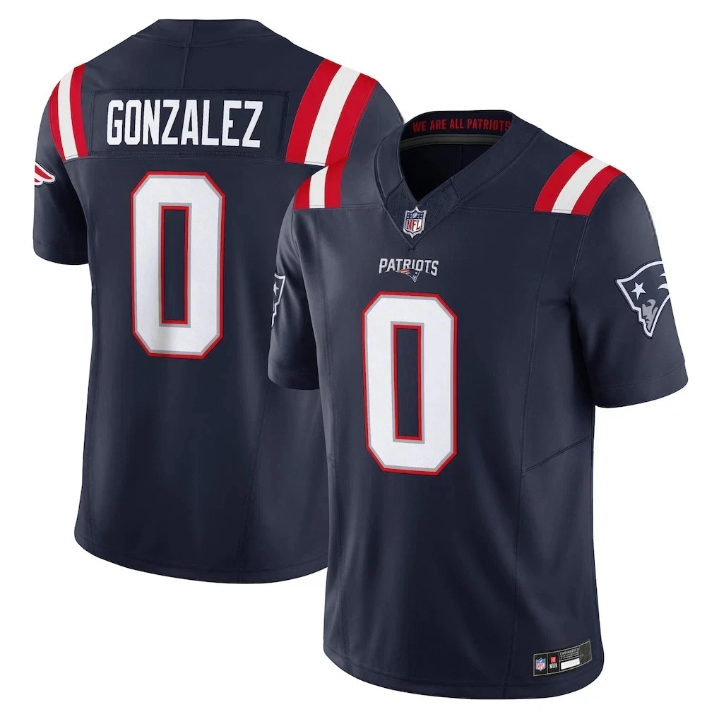New England Patriots Game Home Jersey - Navy - Christian Gonzalez - Mens