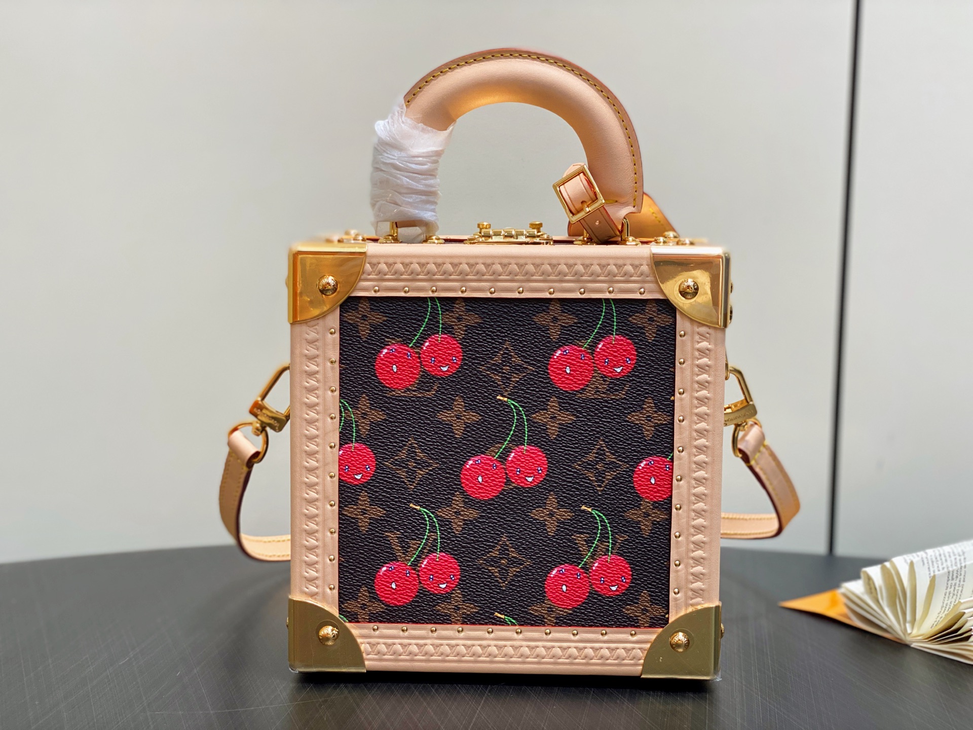 TOP Louis Vuitton LV Mini Square Trunk Cherry Box Bag 17x8x17cm - Brown