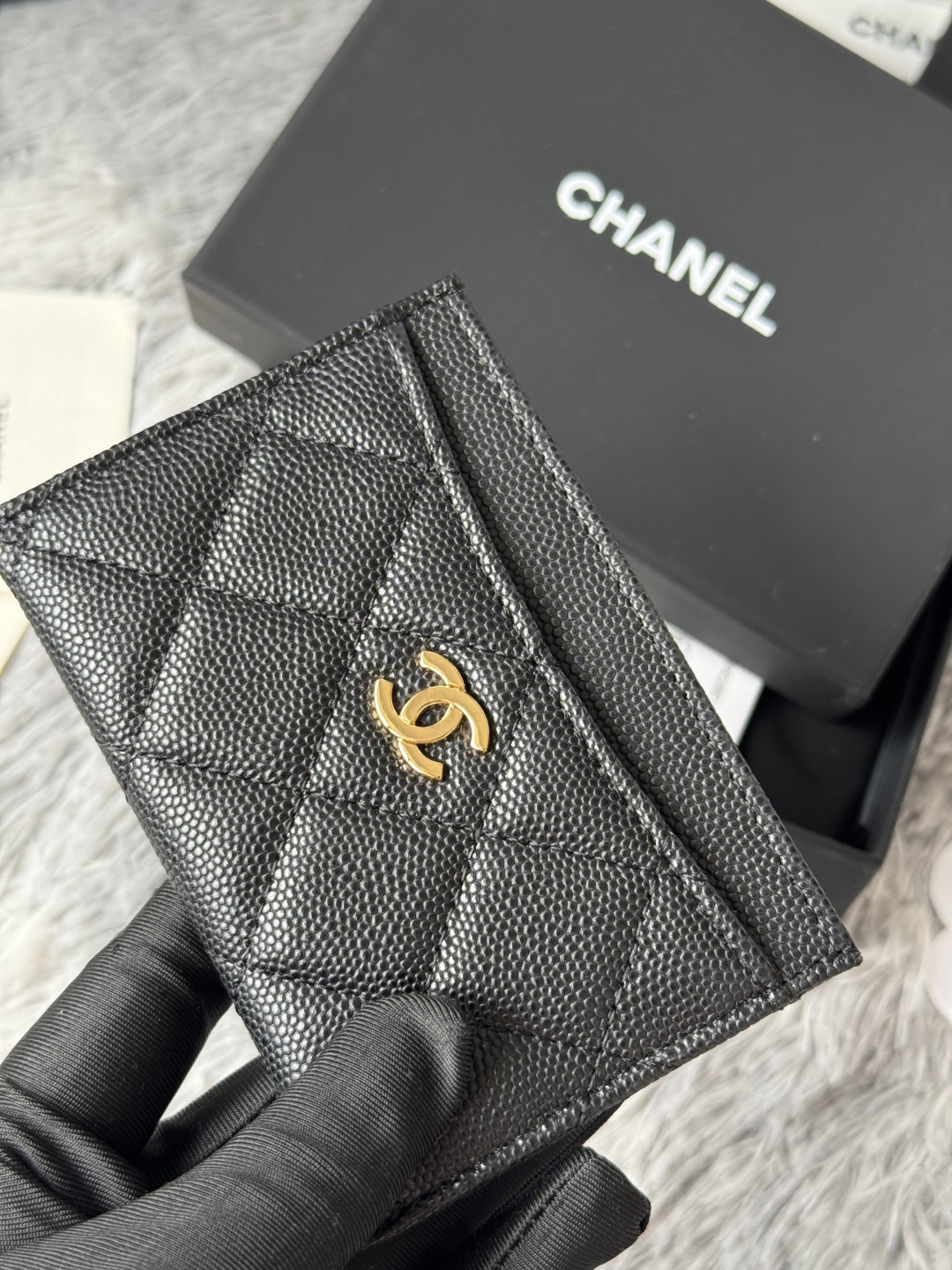 TOP CHANEL Card Holder Caviar 11*7.5*1cm - Black & SHW/GHW