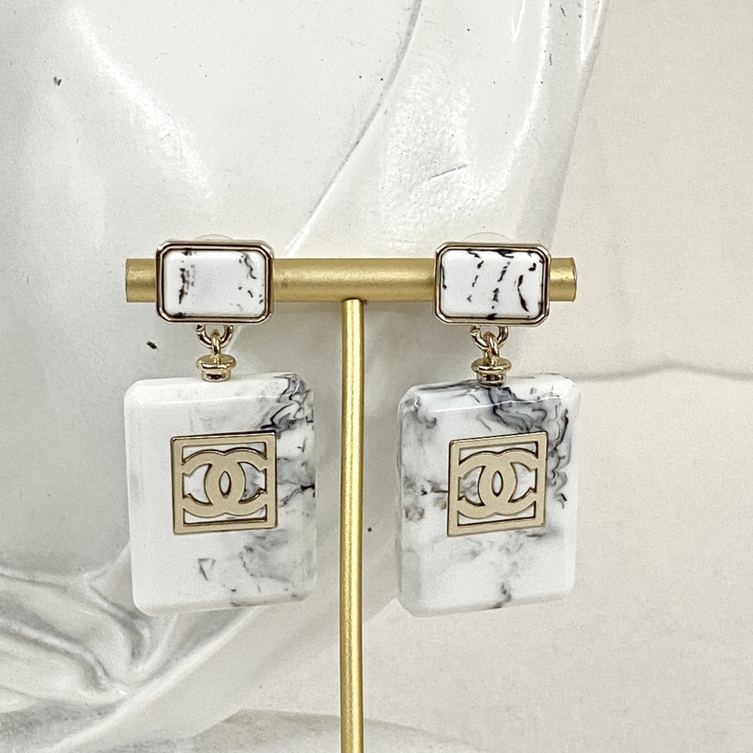 TOP CHANEL Marble Perfume Bottle Earrings