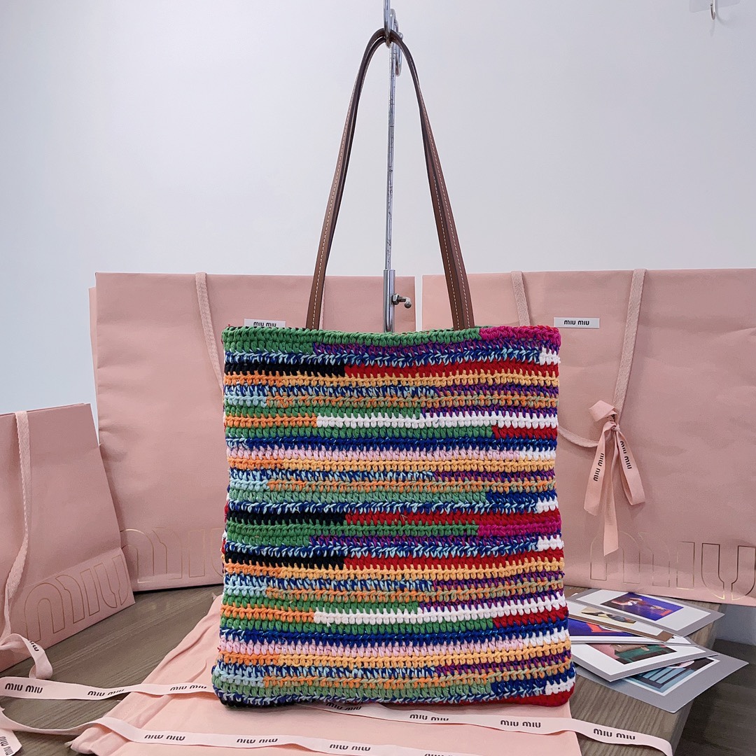 TOP Miu Miu Rainbow Woven Bag 30X38CM