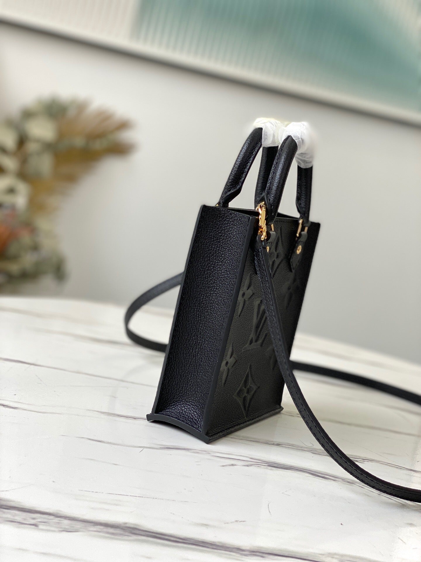 TOP Louis Vuitton LV Petit Sac Plat Monogram Empreinte Bag 20/21/10cm- Black