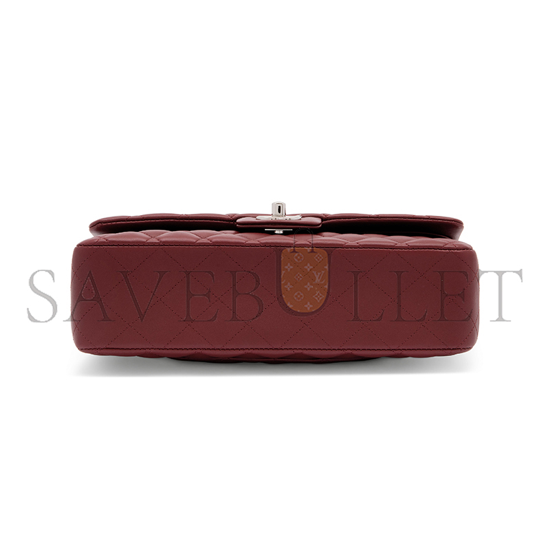 CHANEL MEDIUM CLASSIC FLAP BAG WITH SILVER HARDWARE BURGUNDY A01112 (25*16*8cm)