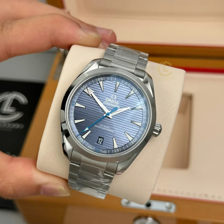 AAAWatch Omega Seamaster Aqua Terra Co‑Axial Master Chronometer Automatic Men Watch, Blue Teak Dial Stainless Steel Bracelet Wristwatch