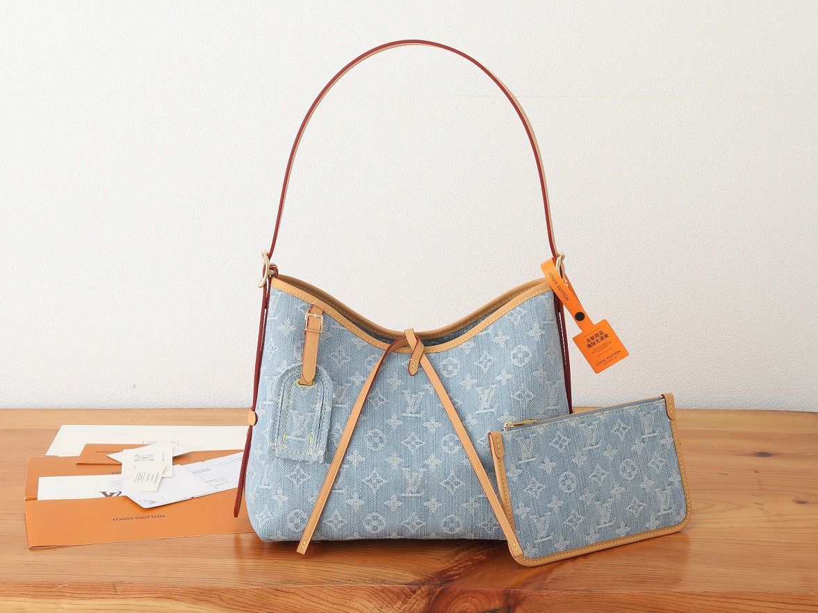TOP Louis Vuitton LV By The Pool Monogram Denim Carryall Bag 29x24x12cm - Denim Blue