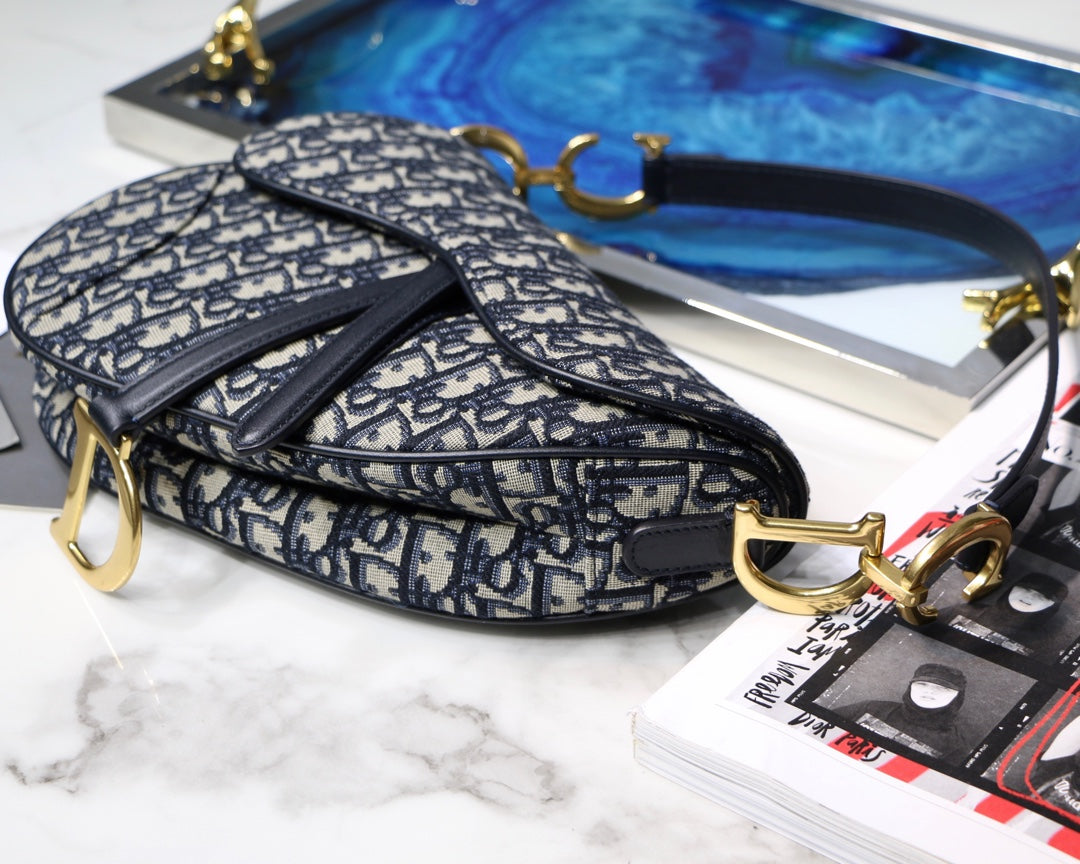 TOP Christian Dior Saddle Bag 17cm/25cm  - Navy
