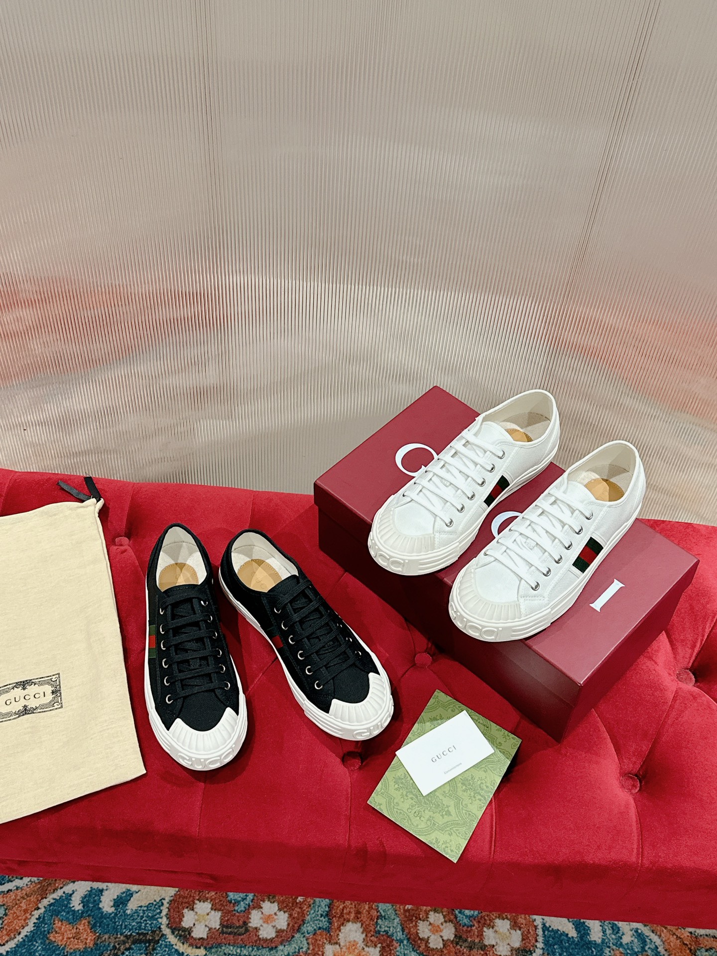 TOP GUCCI Canvas Shoes with Web - 2 Color