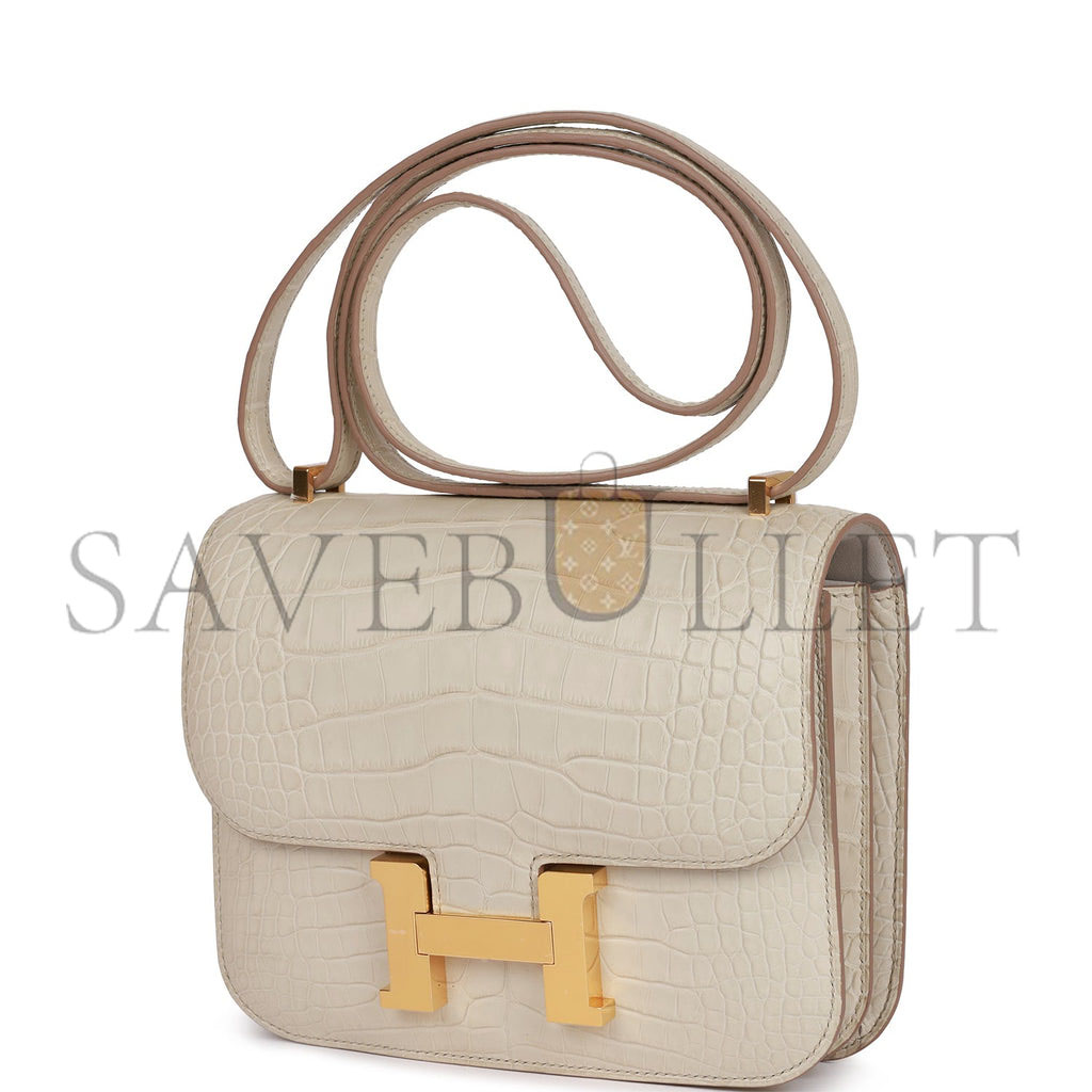 HERMES MASTER CONSTANCE 18 MATTE ALLIGATOR GOLD HARDWARE (18*15*4cm)