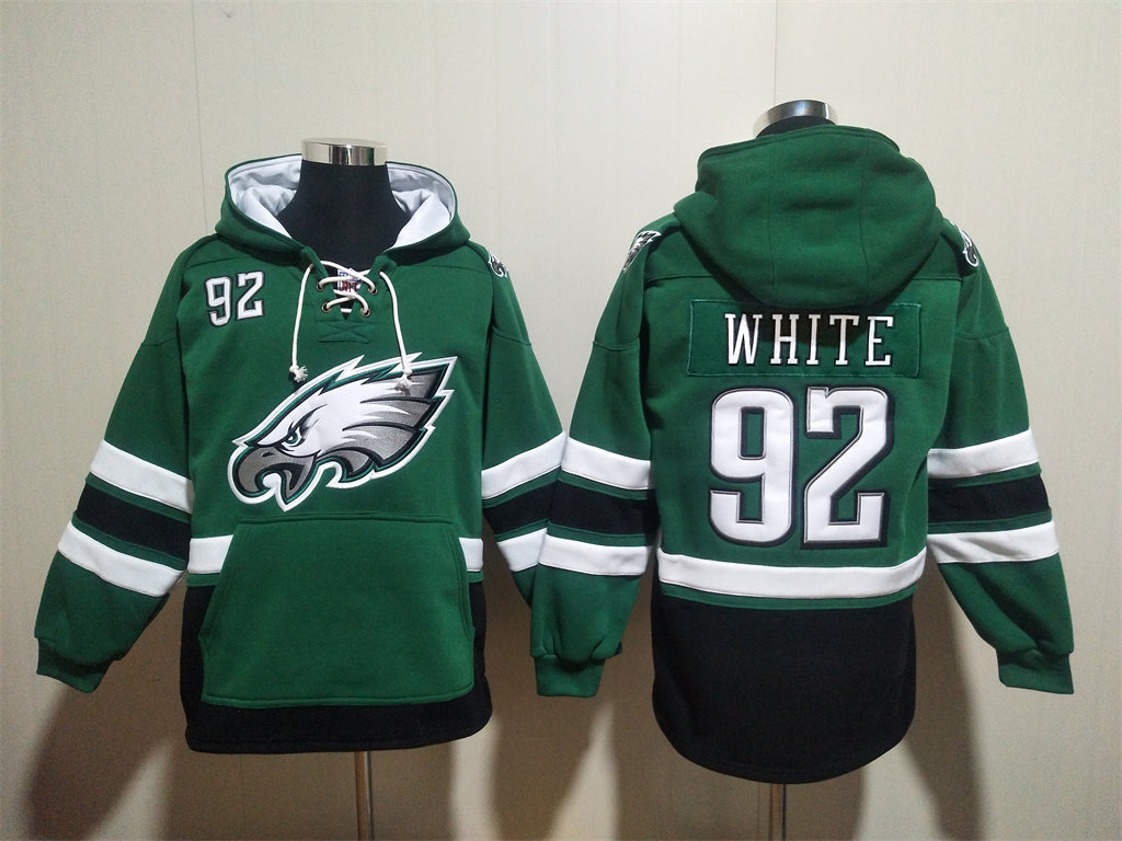 Philadelphia Eagles Hoodie #92 WHITE(With Pockets)