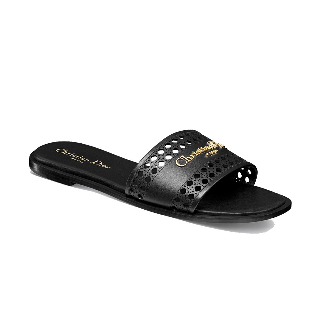 DIOR Lane black hollow rattan pattern slide sandals （Replica）